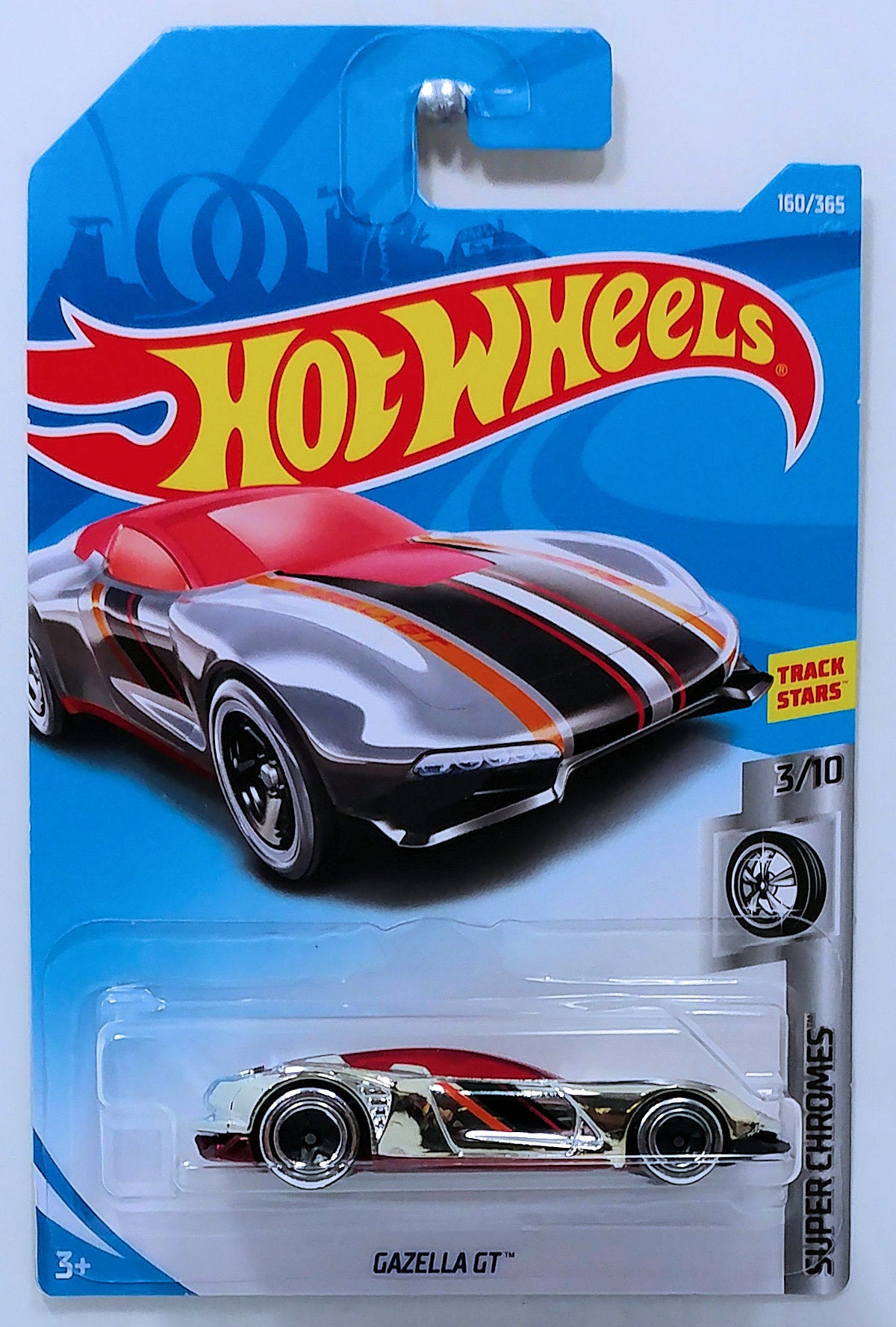 Hot Wheels 2018 Collector 160/365 Super Chromes 3/10 Gazella GT  Chrome International Card