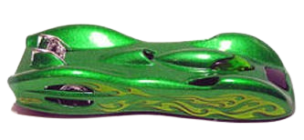 Hot Wheels 2006 - Collector # 203/223 - Ground FX - Metalflake Green / Flames - Body Pops Off - USA '07 Card