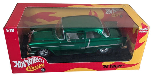 Hot Wheels 2005 Classics 1/18 Scale - '55 Chevy (Pro Street) Spectraflame Green - Limited Edition