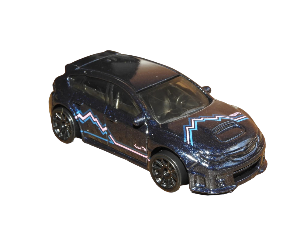 Hot Wheels 2022 - Collector # 067/250 - HW Hatchbacks 04/05 - Subaru WRX STI - Metalflake Dark Blue - Blue & Pink Striping - 10SP Wheels - USA Card