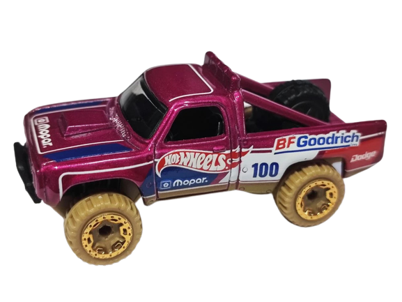 Hot Wheels 2023 - Collector # 181/250 - Baja Blazers 01/10 - '87 Dodge D100 - Dark Pink - USA