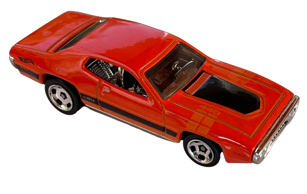 Hot Wheels 2023 - Collector # 166/250 - Muscle Mania 07/10 - '71 Plymouth GTX - Orange - Black Side Stripe & Hood Scoop - USA