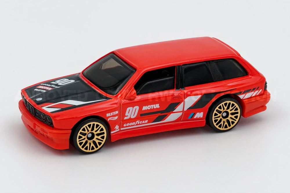 Hot Wheels 2024 - Collector # 138/250 - HW Modified 10/10 - New Models - BMW M3 Wagon - Red / Black Hood / #90 - Gold E10SP - USA Card