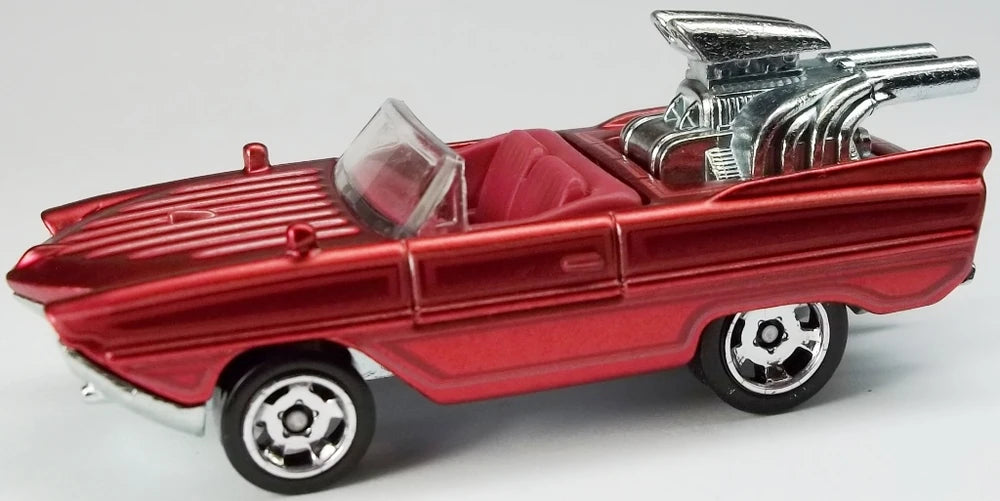 Hot Wheels 2014 - Cool Classics # 13/30 - Amphicar - Spectrafrost Red - Metal/Metal - Retro Slot Wheels - Gold Car Card