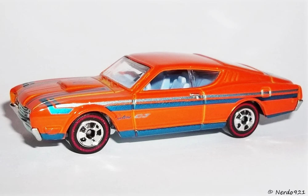 Hot Wheels 2015 - Heritage / Redline 12/18 - '69 Mercury Cyclone - Orange / Black & Blue Stripes - Redline Basic Wheels - Metal/Metal
