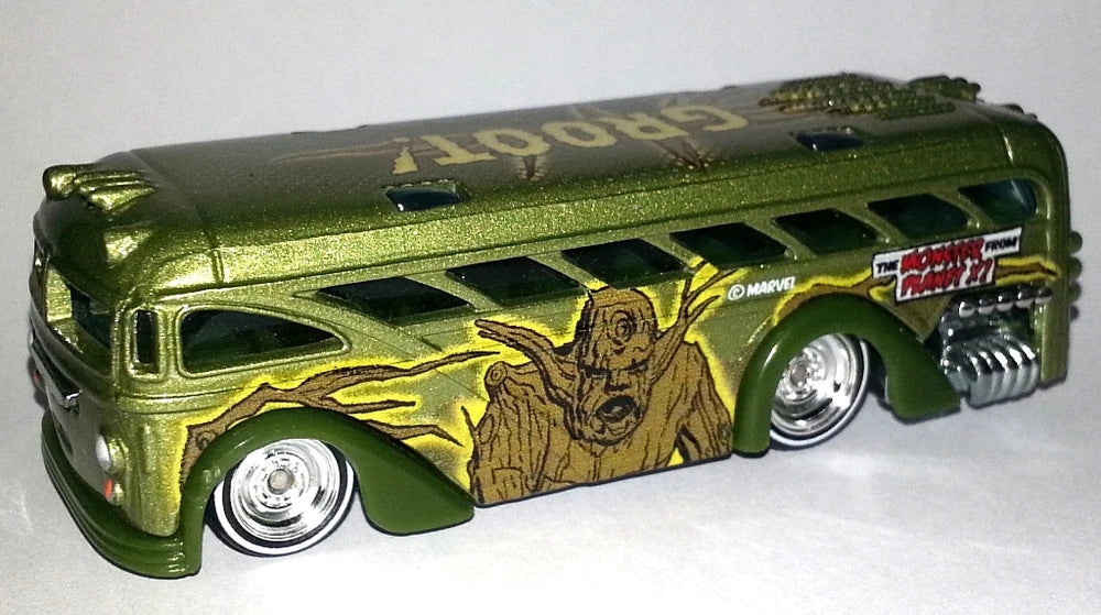 Hot Wheels 2015 - Pop Culture / Marvel / GROOT! - Surfin' School Bus - Green - Metal/Metal & Real Riders
