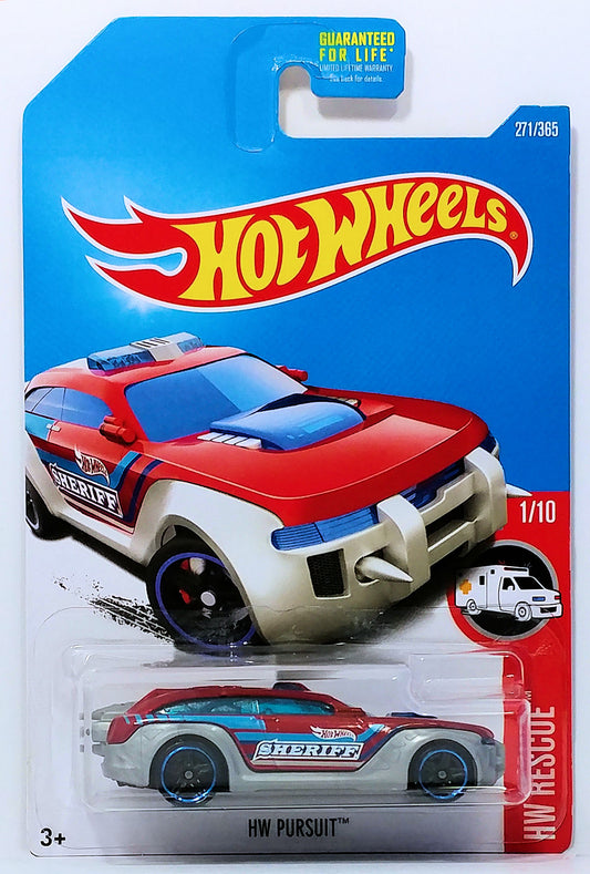 Hot Wheels 2017 - Collector # 271/365 - HW Rescue 1/10 - HW Pursuit - Red / Sheriff - USA Card