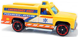 Hot Wheels 2019 - Collector # 123/250 - HW Rescue 6/10 - HW Rapid Responder - Yellow / Paramedic - International Long Card