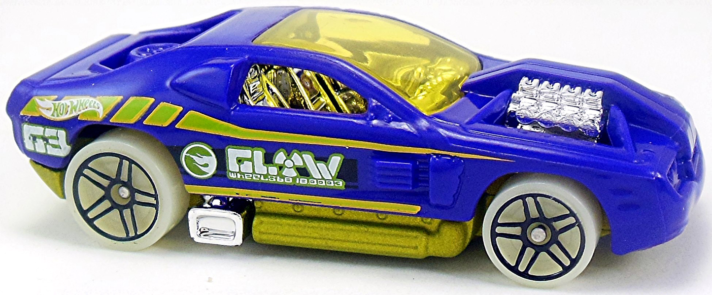 Hot Wheels 2018 - Collector # NONE - HW Glow Wheels 6/10 - Treasure Hunts - Hollowback - Purple / Circle Flame Logo on Sides - USA 50th Card