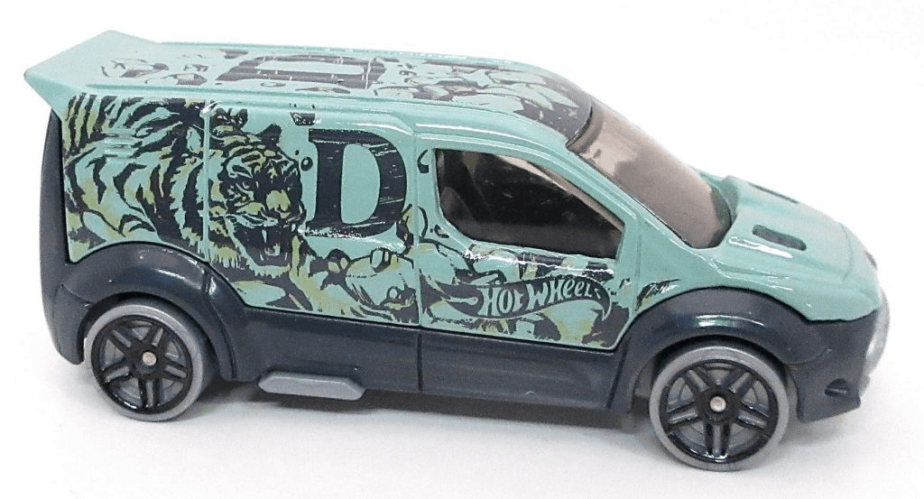Hot Wheels 2023 - Collector # 064/250 - HW Art Cars 06/10 - Hot Wheels Ford Transit Connect - Light Green - Tiger Livery / 'D' - USA Card