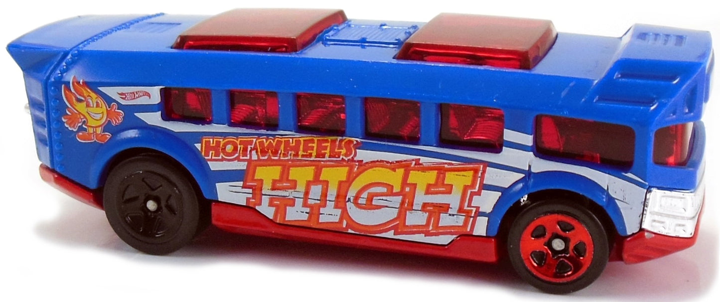 Hot Wheels 2017 - Collector # 093/365 - HW City Works 10/10 - Hot Wheels High (School Bus) - Blue / 'Hot Wheels High' - USA Card