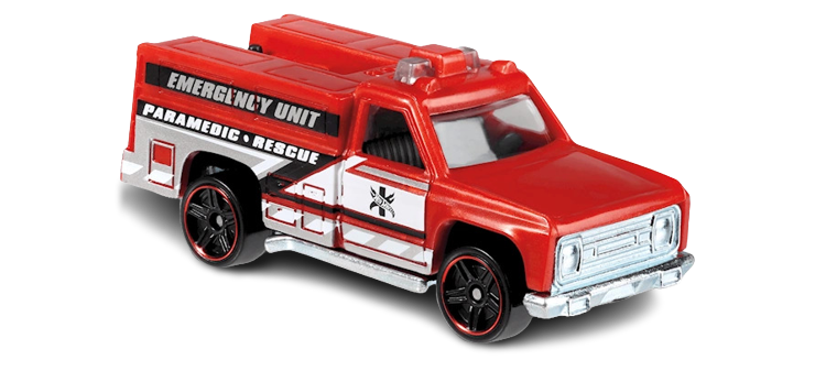 Hot Wheels 2019 - Collector # 123/250 - Red Edition 06/12 - HW Rapid Responder - Red - 'Emergency Unit' / 'Paramedic, Rescue' - Target Exclusive - USA Card