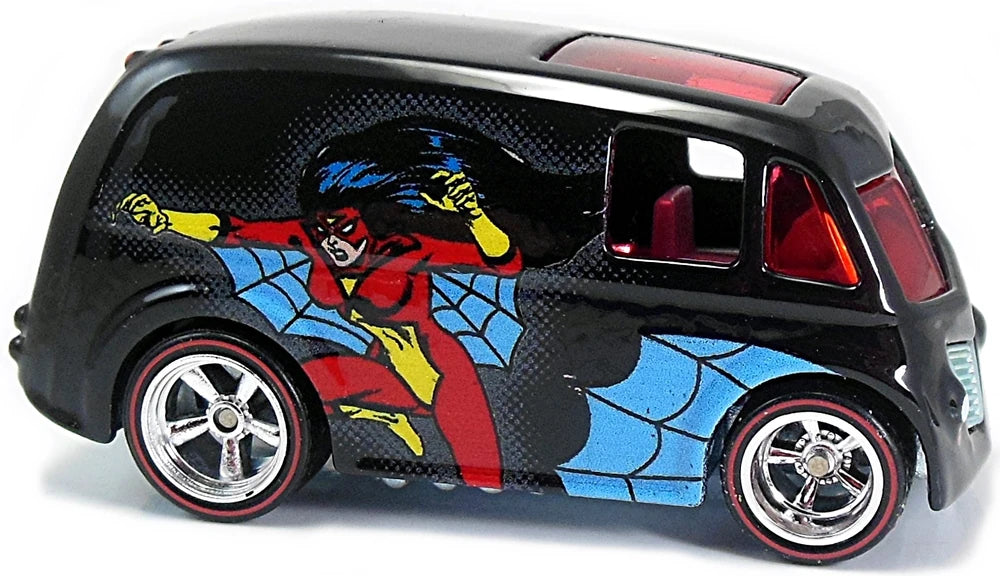 Hot Wheels 2017 - Pop Culture / Marvel Comics - Quick D-Livery - Black / Spider-Woman - Metal/Metal & Real Riders