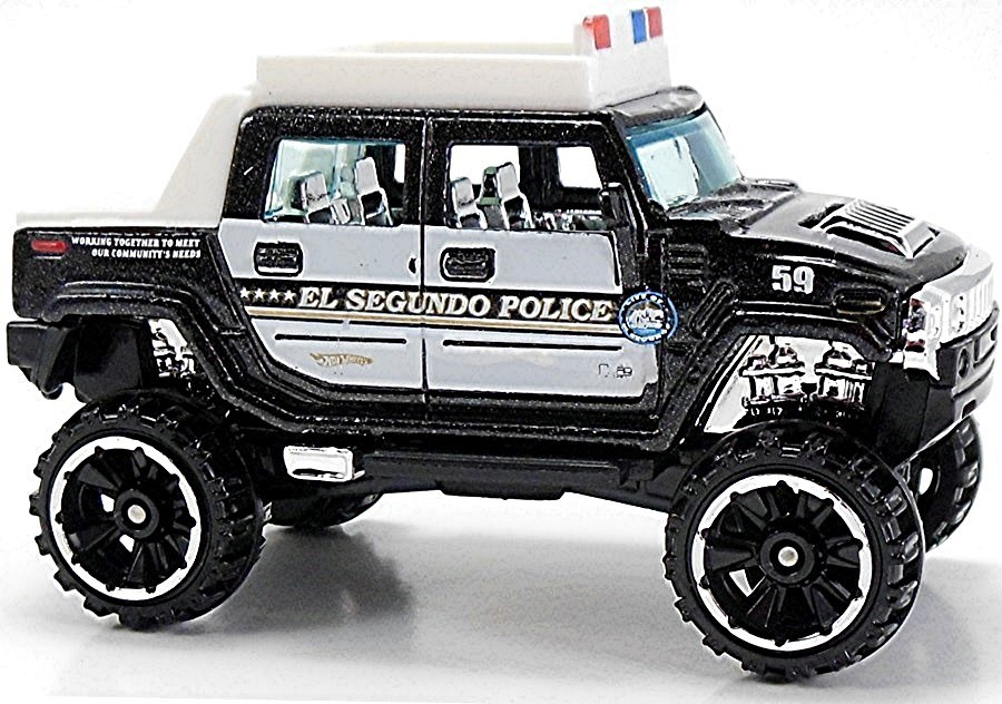 Hot Wheels 2011 - Collector # 161/244 - HW Main Street 1/10 - Hummer H2 SUT - Black & White / El Segundo Police - USA 'Race Online' Card