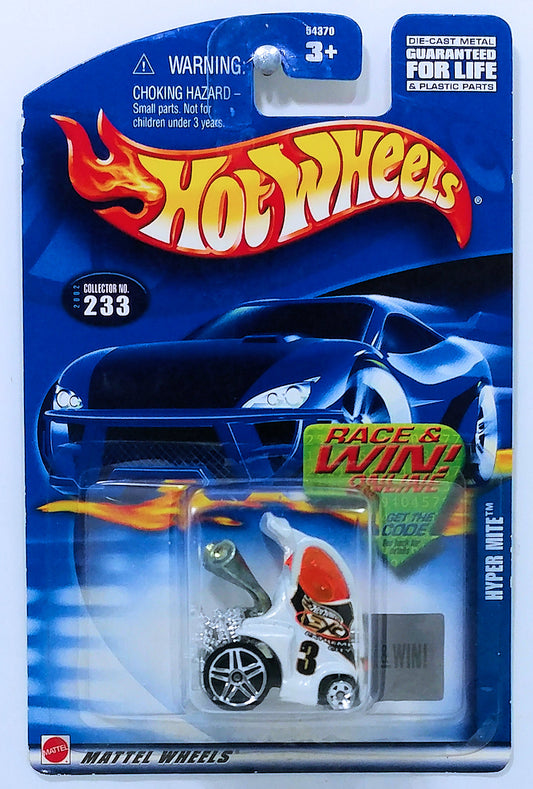 Hot Wheels 2002 - Collector # 233/240 - Hyper Mite - Pearl White - USA 'Race & Win' Card