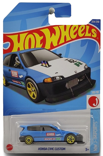 Hot Wheels 2022 - Collector # 204/250 - HW J-Imports 10/10 - New Models - Honda Civic Custom - Blue - International Card