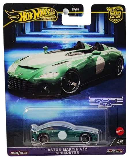 Hot Wheels 2024 - Premium / Car Culture / Exotic Envy 4/5 - Aston Martin V12 Speedster - British Racing Green - Metal/Metal & Real Riders