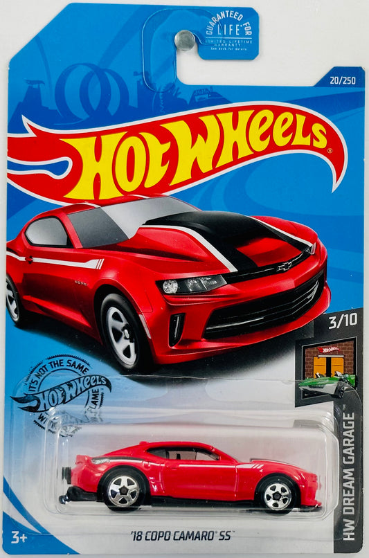 Hot Wheels 2020 - Collector # 020/250 - HW Dream Garage 03/10 - '18 COPO Camaro SS - Red - Dollar General Exclusive - USA Card
