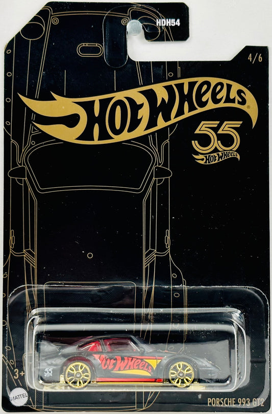 Hot Wheels 2023 - Theme Series / 55th Anniversary Black & Yellow 04/06 - Porsche 993 GT2 - Matte Black
