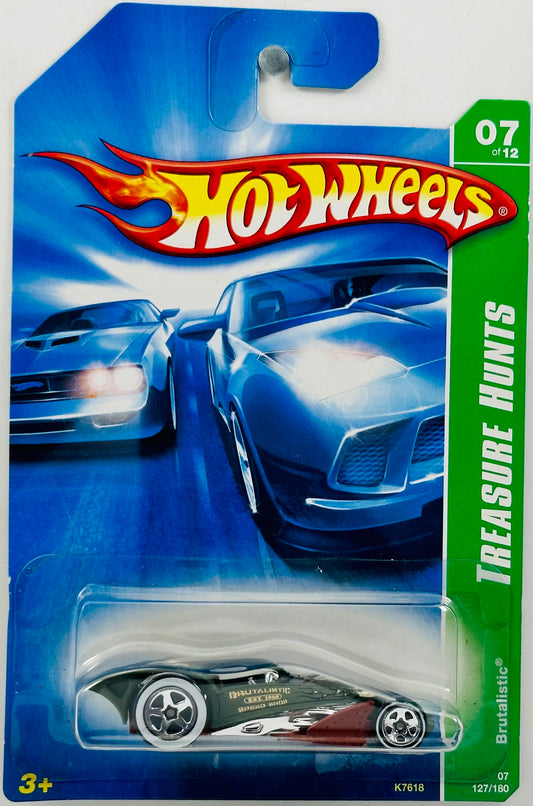 Hot Wheels 2007 - Collector # 127/156 - Treasure Hunts 07/12 - Brutalistic - Dark Olive Green - 'Brutalistic Speed Shop' - USA Card