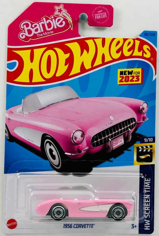 Hot Wheels 2023 - Collector # 183/250 - HW Screen Time 09/10 - New Models - 1956 Corvette - Barbie Pink - Barbie The Movie - USA