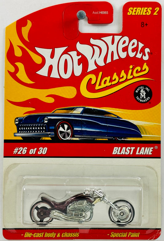 Hot Wheels 2006 - Classics Series 2 # 26/30 - Blast Lane (Chopper, Motorcycle) - Spectraflame Maroon - Metal/Metal - Limited Edition