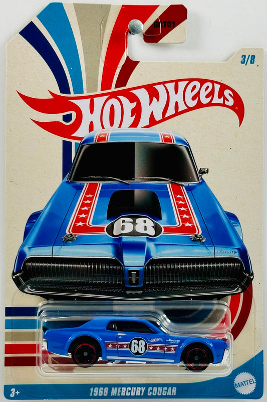 Hot Wheels 2023 - Theme / American Steel Series 3/8 - 1968 Mercury Cougar - Blue - Walmart Exclusive - Theme Blister CardHot Wheels 2023 - Theme / American Steel Series 3/8 - 1968 Mercury Cougar - Blue - Walmart Exclusive