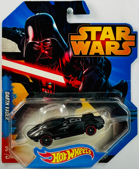 Hot Wheels 2014 - Character Cars / Star Wars # 01/15 - Darth Vader - Black - Chest Plate on Hood - PR5 Wheels - Blue Card Series