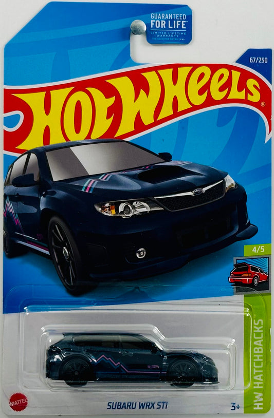 Hot Wheels 2022 - Collector # 067/250 - HW Hatchbacks 04/05 - Subaru WRX STI - Metalflake Dark Blue - Blue & Pink Striping - 10SP Wheels - USA Card