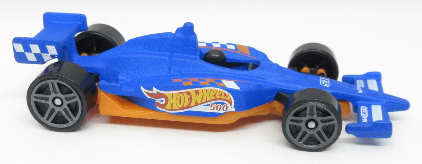 Hot Wheels 2021 - Collector # 195/250 - HW Race Team 4/10 - Indy 500 Oval - Matte Blue - Gray PR5 Wheels - No Windows - Black Interior - Orange Plastic Base - USA Card
