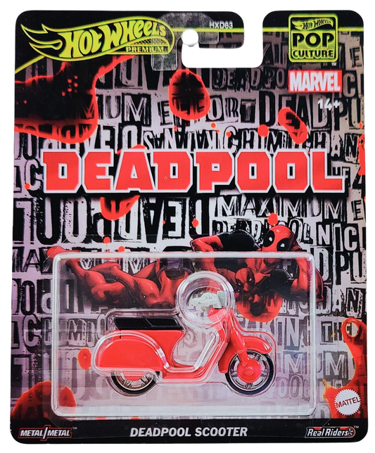 Hot Wheels 2025 - Premium / Pop Culture / Marvel / Deadpool - Deadpool Scooter - Red - Metal/Metal & Real Riders