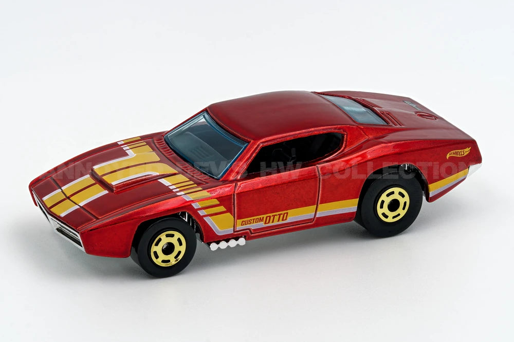 Hot Wheels 2025 - Theme - Mix 1 - The Hot Ones 3/8 - Custom Otto - Spectraflame Red - Gold Hot Ones Wheels - Target Exclusive - Retro Blister Card