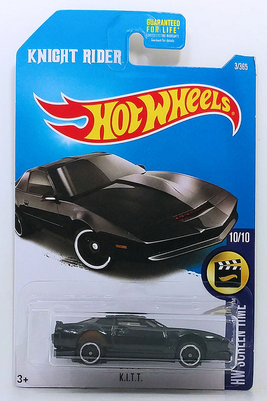 Hot Wheels 2017 - Collector # 003/365 - HW Screen Time 10/10 - K.I.T.T. (Firebird) - Black - USA 'Knight Rider' Card - ERROR! Reversed Base!