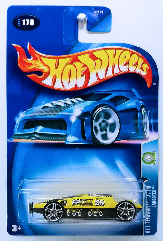 Hot Wheels 2003 - Collector # 178/220 - Alt Terrain 7/10 - Lakester - Yellow / Mooneyes - China - USA '04 Older Card