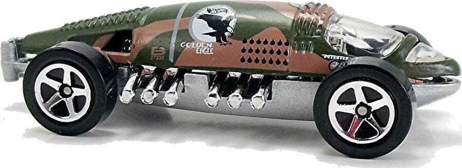 Hot Wheels 2001 - Collector # 066/240 - Rod Squadron Series 2/4 - Lakester - Camouflage Olive Green & Brown - China - USA Card