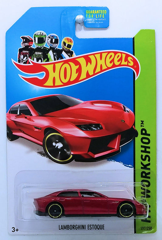 Hot Wheels 2014 - Collector # 197/250 - HW Workshop / HW All Stars - Lamborghini Estoque - Dark Red Metalflake - Black & Gold PR5 Wheels - USA Card
