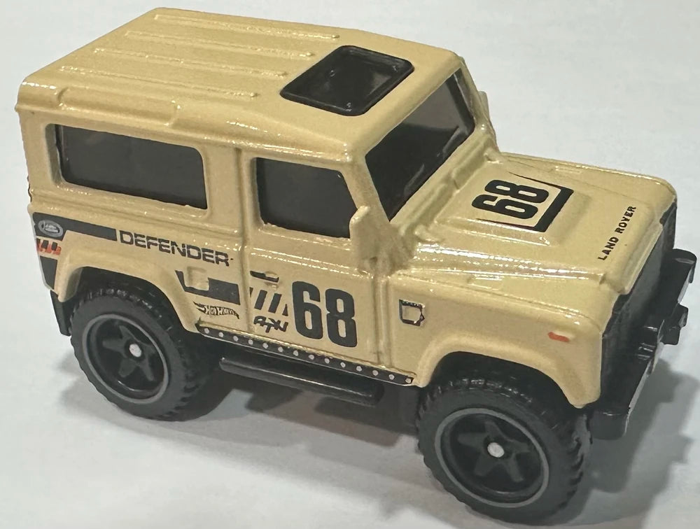 Hot Wheels 2025 - Collector # 210/250 - Then and Now 5/10 - Land Rover Defender 90 - Tan / #68 - USA Card