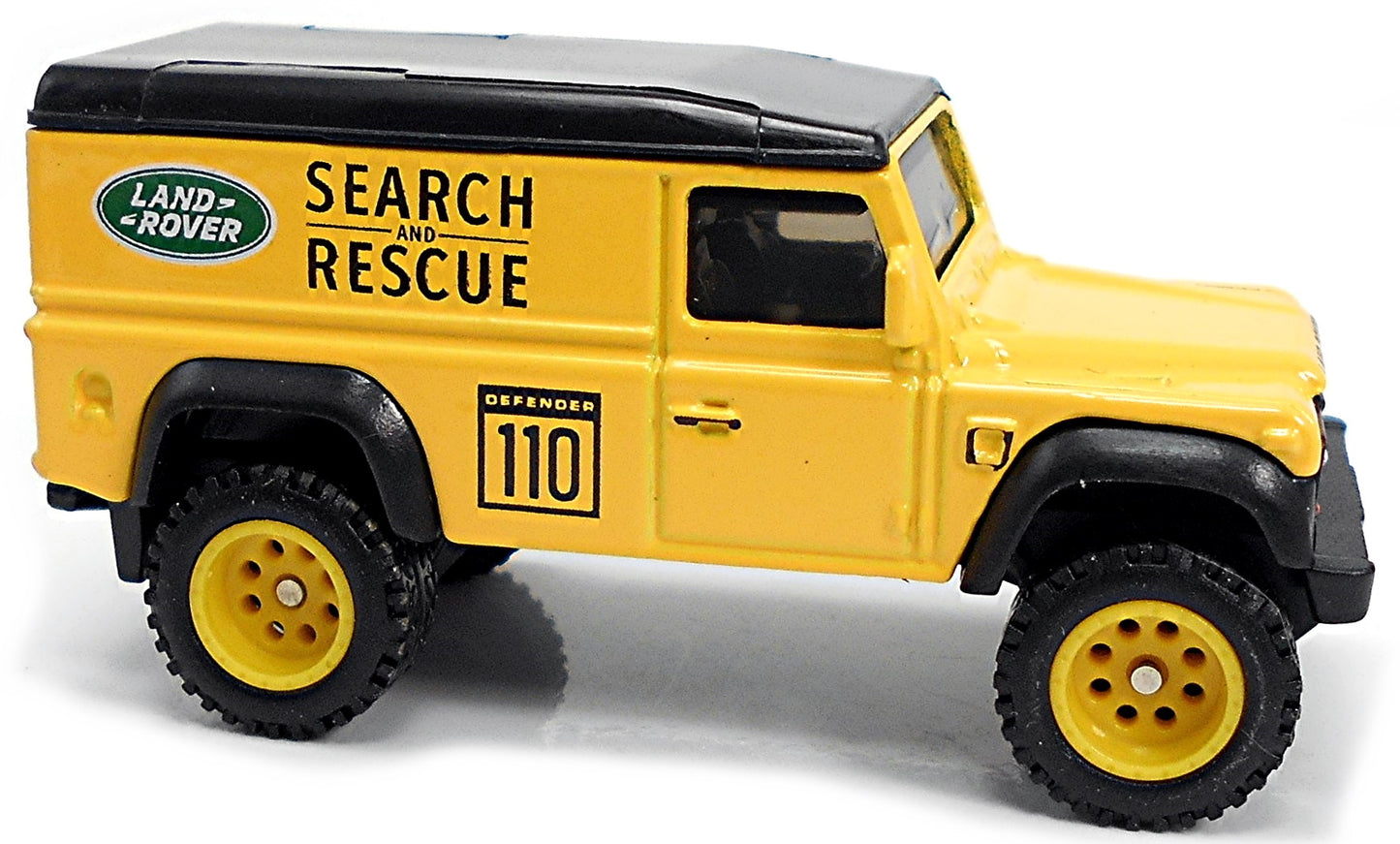 Hot Wheels 2020 - Premium / Car Culture / Wild Terrain 4/5 - Land Rover Defender 110 Hard Top - Yellow / Black Roof / 'Search & Rescue' - Metal/Metal & Real Riders