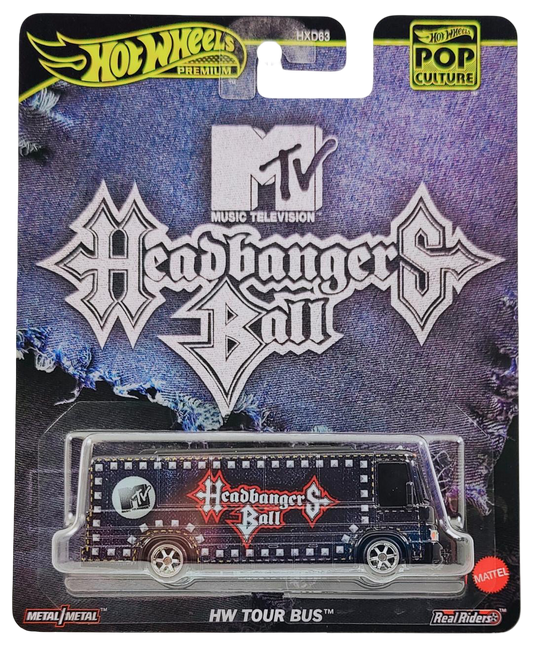Hot Wheels 2025 - Premium / Pop Culture / MTV Headbangers Ball- HW Tour Bus - Black - Metal/Metal & Real Riders