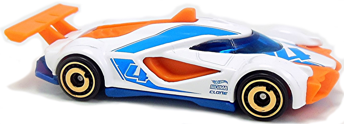 Hot Wheels 2018 - Collector # 148/365 - Legends of Speed 9/10 - New Models - Mach Speed - White / #4 - Aero Disc Wheels - USA 50th Card with Factory Set Sticker