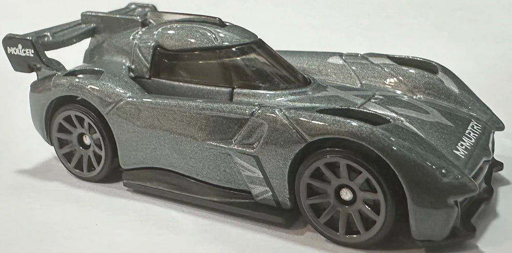 Hot Wheels 2025 - Collector # 237/250 - Peak Pursuit 7/10 - New Models - McMurtry Spéirling - Metalflake Slate Gray - Gray 10 Spokes - USA Card