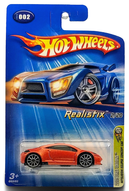 Hot Wheels 2005 - Collector # 002/183 - First Editions / Realistix 2/20 - Mitsubishi Eclipse Concept - Metallic Orange - 10 Spokes - USA '05 Card