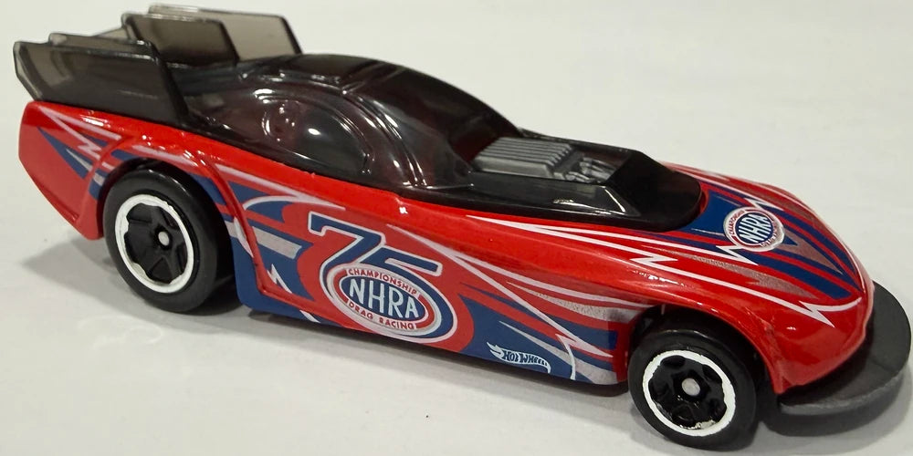 Hot Wheels 2026 - Collector # 077/250 - Drag Racers 2/10 - Supercharger - Red - USA 'NHRA 75th' Card