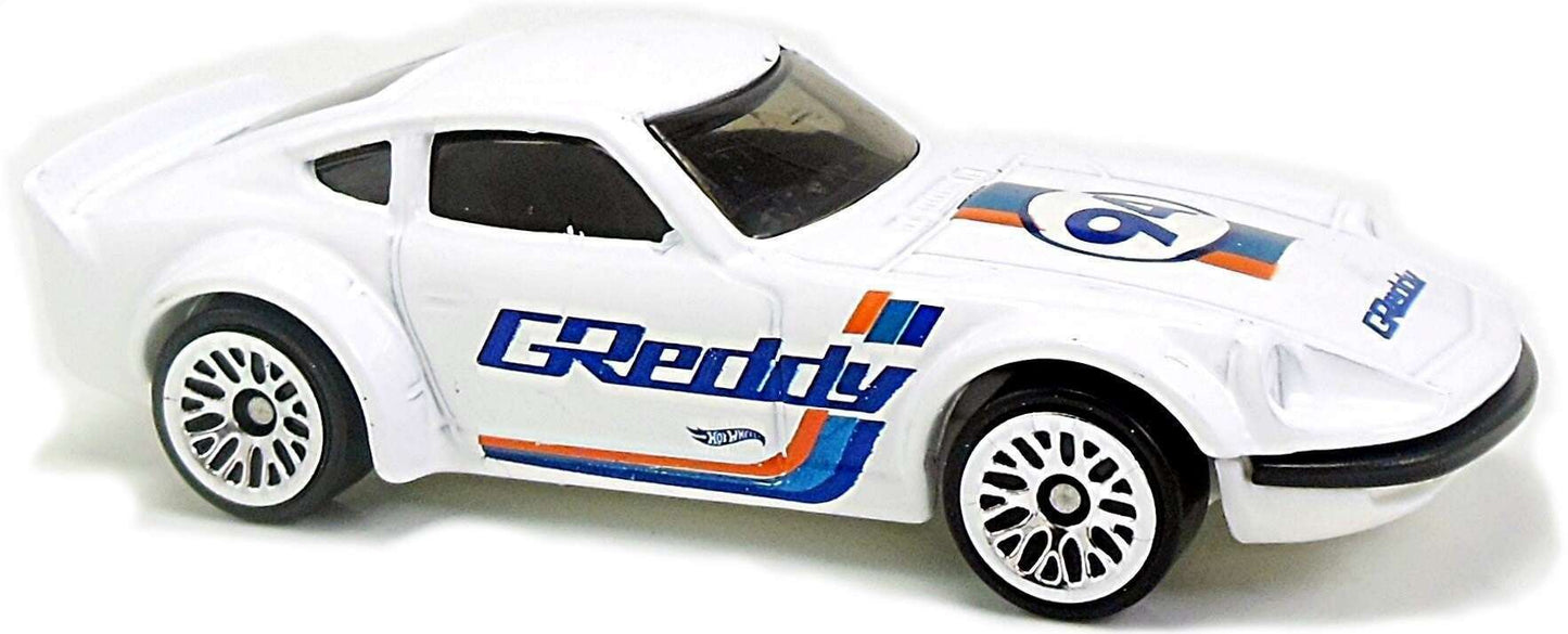 Hot Wheels 2018 - Collector # 154/365 - HW Speed Graphics 09/10 - Nissan Fairlady Z - White / 'GReddy' - Lace Wire Wheels - USA 50th Card with Factory Set Sticker