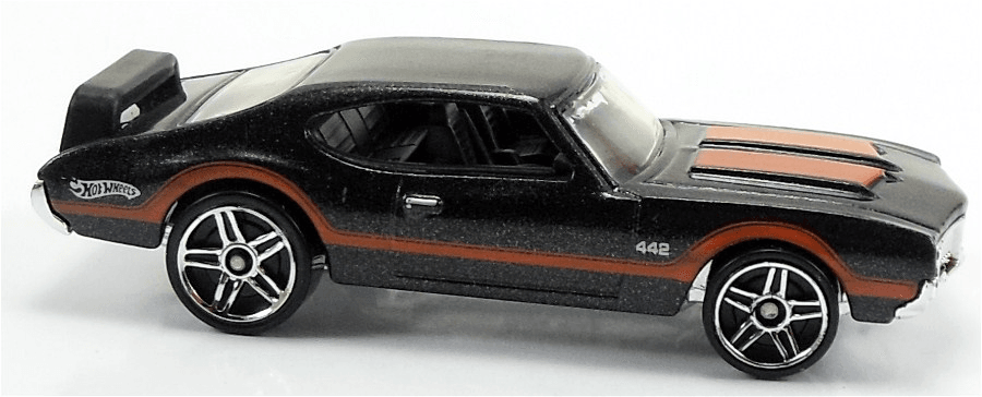 Hot Wheels 2010 - Collector # 168/240 - Hot Auction 10/10 - Olds 442 - Black Metalflake - PR5 Wheels - USA Card