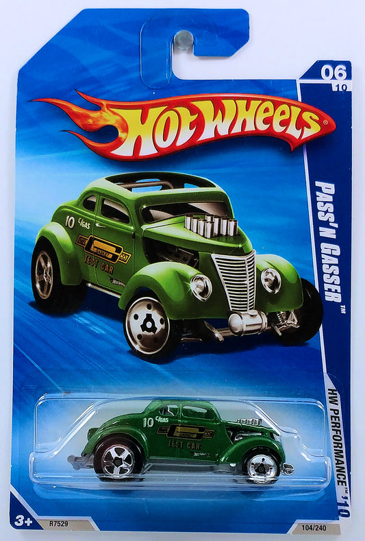 Hot Wheels 2010 - Collector # 104/240 - HW Performance 6/10 - Pass'n Gasser - Green / Mr Gasket - USA New '11 Card