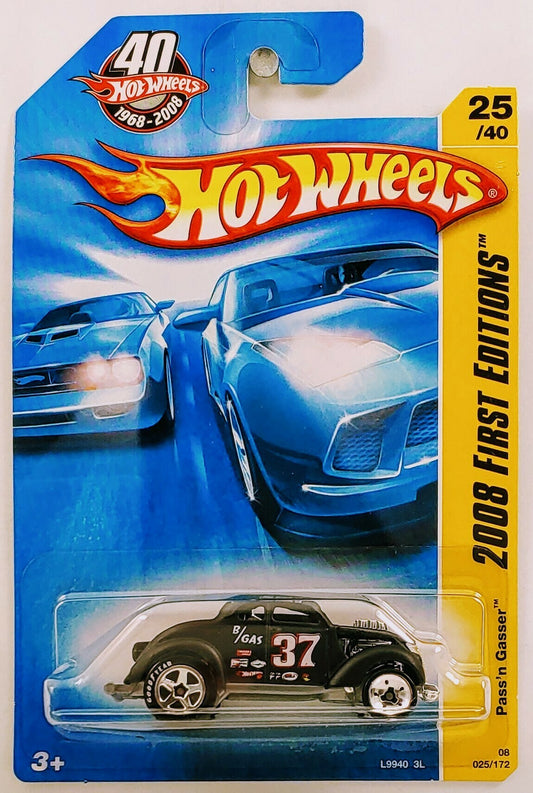 Hot Wheels 2008 - Collector # 025/172 - First Editions 25/40 - Pass'n Gasser - Flat Black - International Card