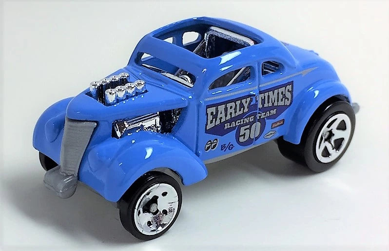 Hot Wheels 2019 - Theme / Larry Wood 50 Years of Design 07/10 - Pass 'N Gasser - Blue with 'Early Times Race Team and various Racing Decals - Walmart Exclusive