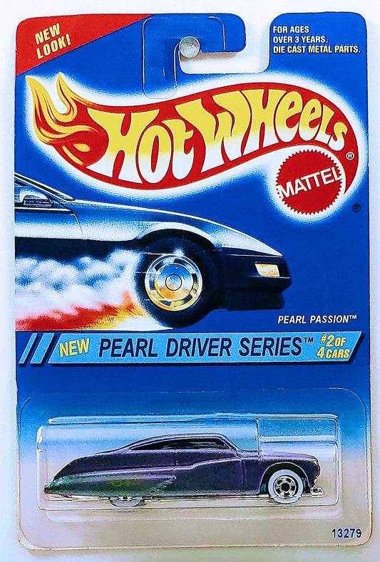 Hot Wheels 1995 - Collector # 292 - Pearl Driver Series 2/4 - Pearl Passion - Lavender Pearl - BW White Walls - USA Blue & White Card