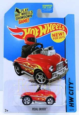 Hot Wheels 2015 - Collector # 074/250 - HW City / Surf Patrol / New Models - Pedal Driver - Red - USA 'Showdown' Card